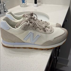 New Balance 515 Cream and Light Blue Sneakers